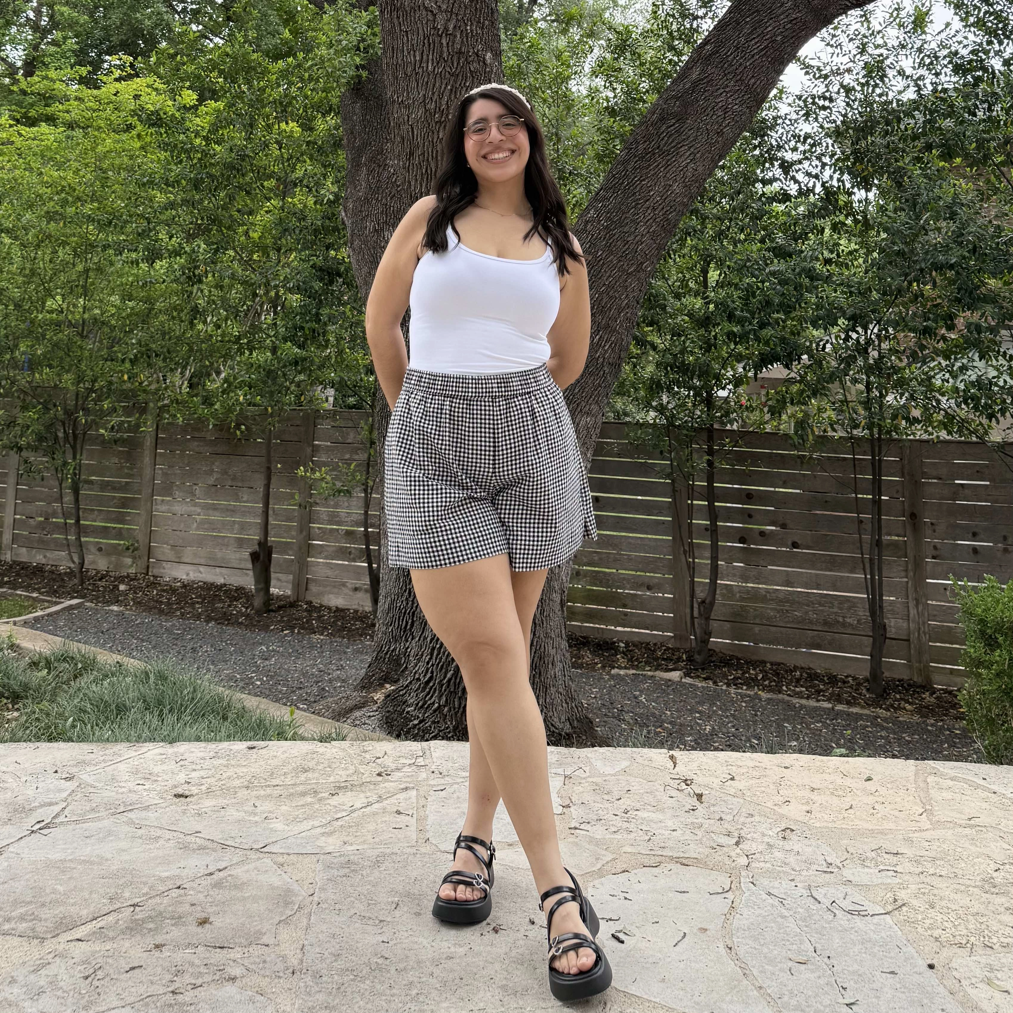 Chill Comfort Design Summer Gingham Shorts - Black *Clearance Sale*