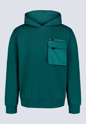 Simple Layers Dragonfly like Fabio Men's Hooded Sweatshirt with Chest Pocket, Forest Green - BM24393