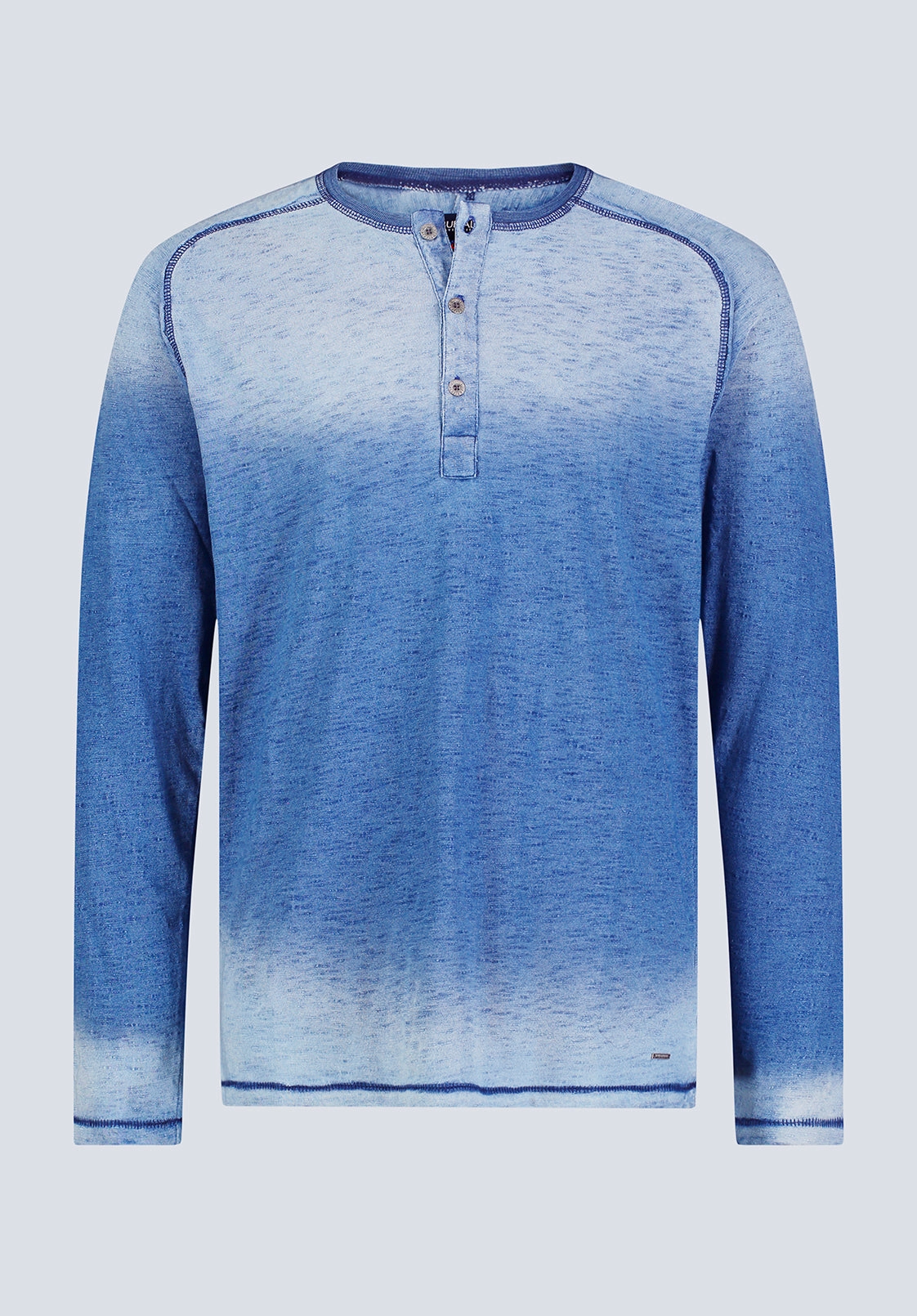 Kibbe Men's Ombre Long Sleeve Henley, Blue Gradient - BM24379 BondedShoulder VersatileLayering