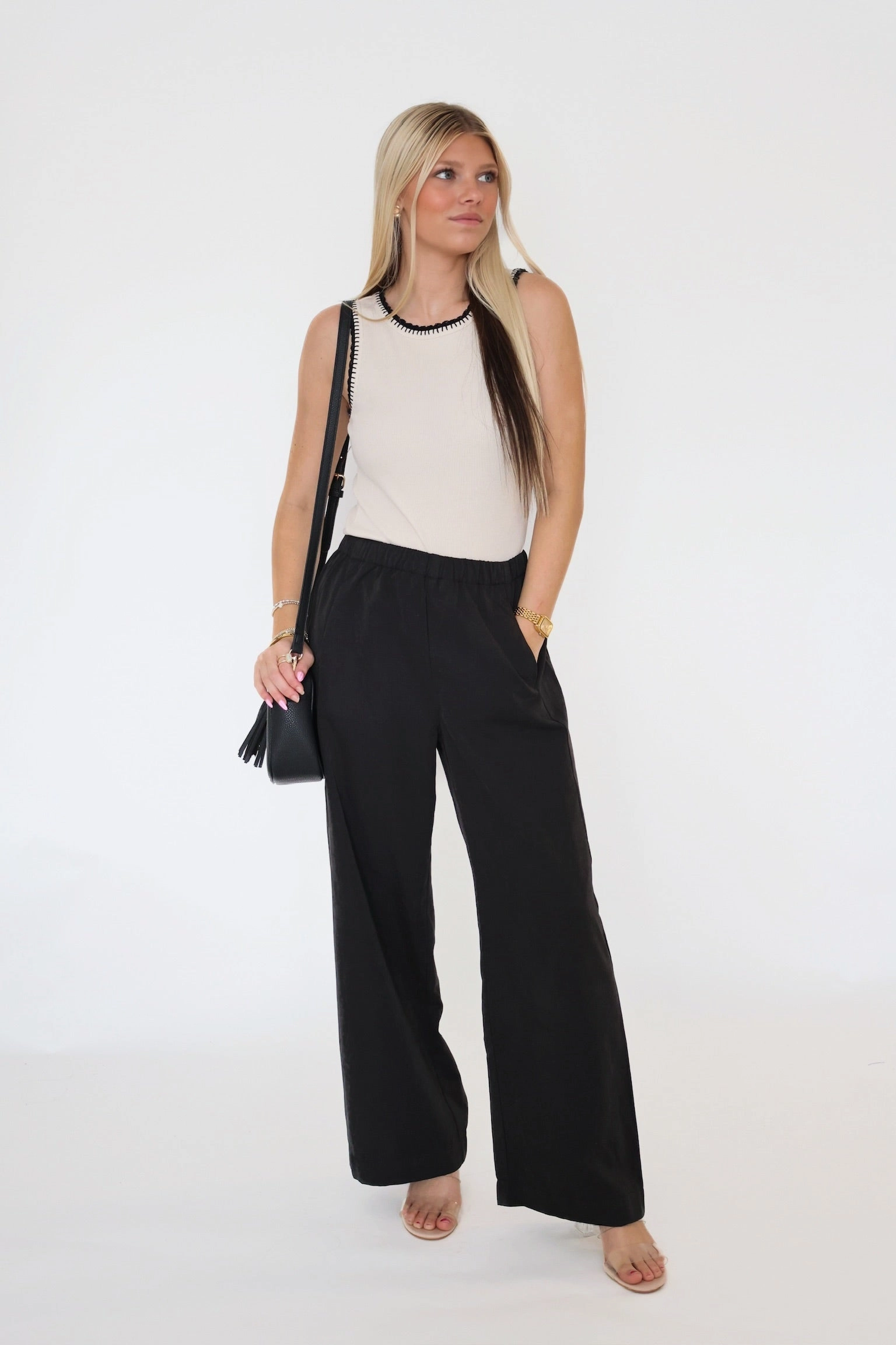 Paris Wide Leg Pant- Black Simple Silhouette Lightweight Feel