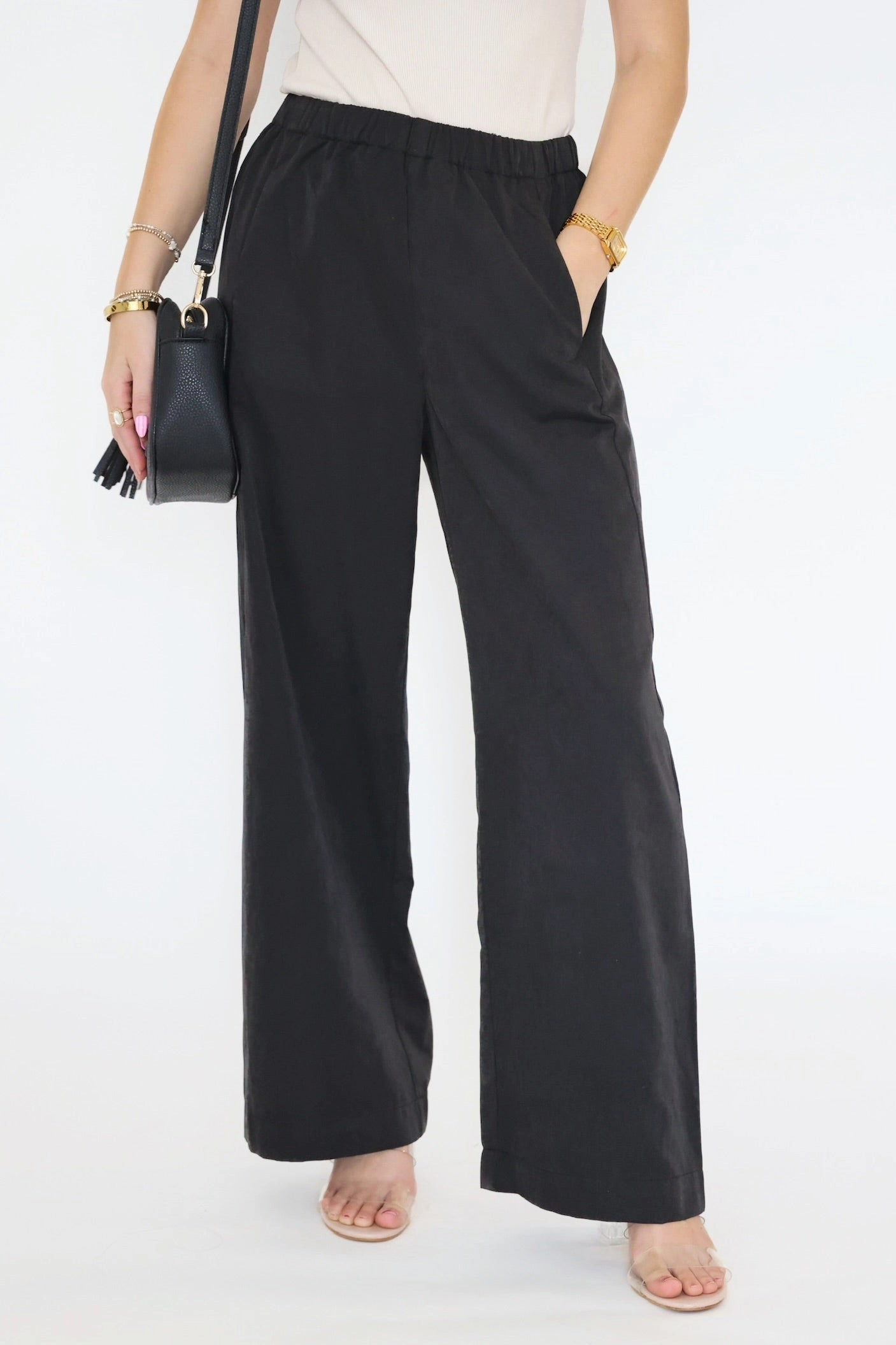 Paris Wide Leg Pant- Black Non Bulk