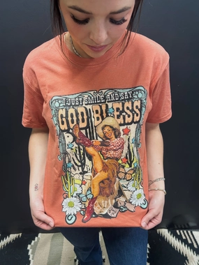 I Just Smile and Say God Bless Vintage Graphic Tee SoftFeel Fabric