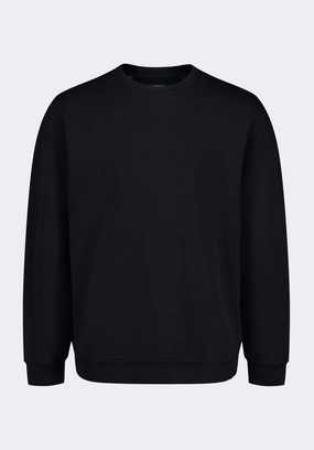 Stretchy Comfort Fit Famke Men's Relaxed Crewneck Sweatshirt, Black - BM24541
