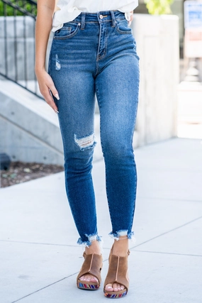 Peyton High Rise Hem Detail Skinny Smooth zipper closure Basic Piece