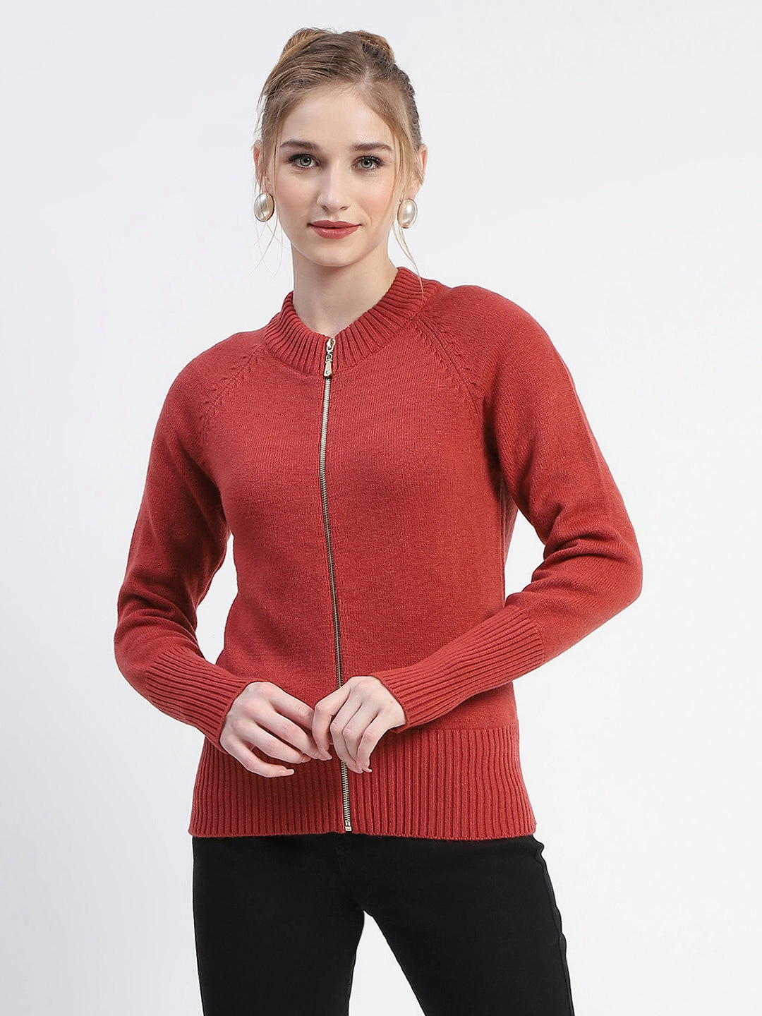 Winter Style Must-Have Madame Blush Full-Zip Knit Sweater