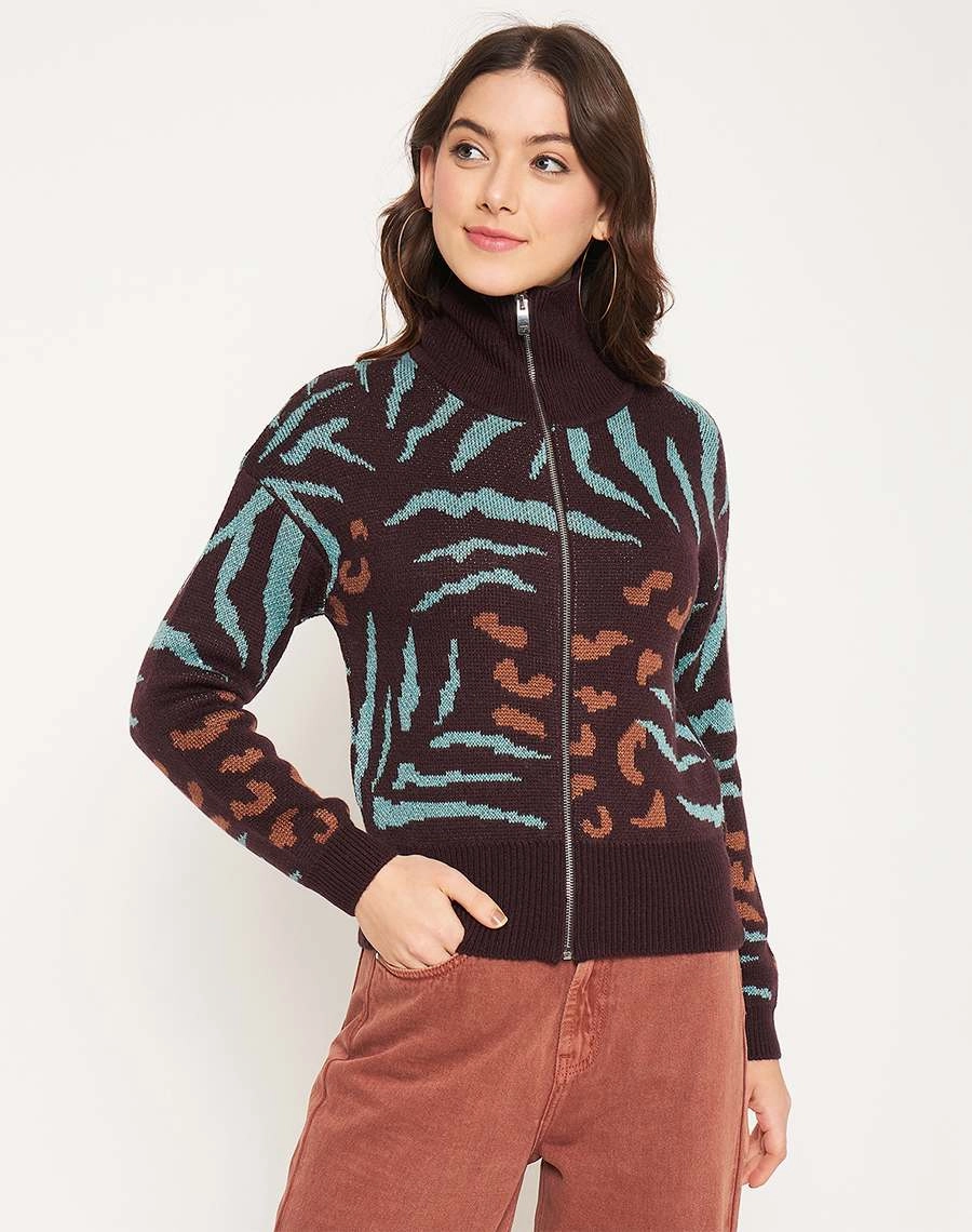 Casual Essentials Madame Chocolate Printed Sweater