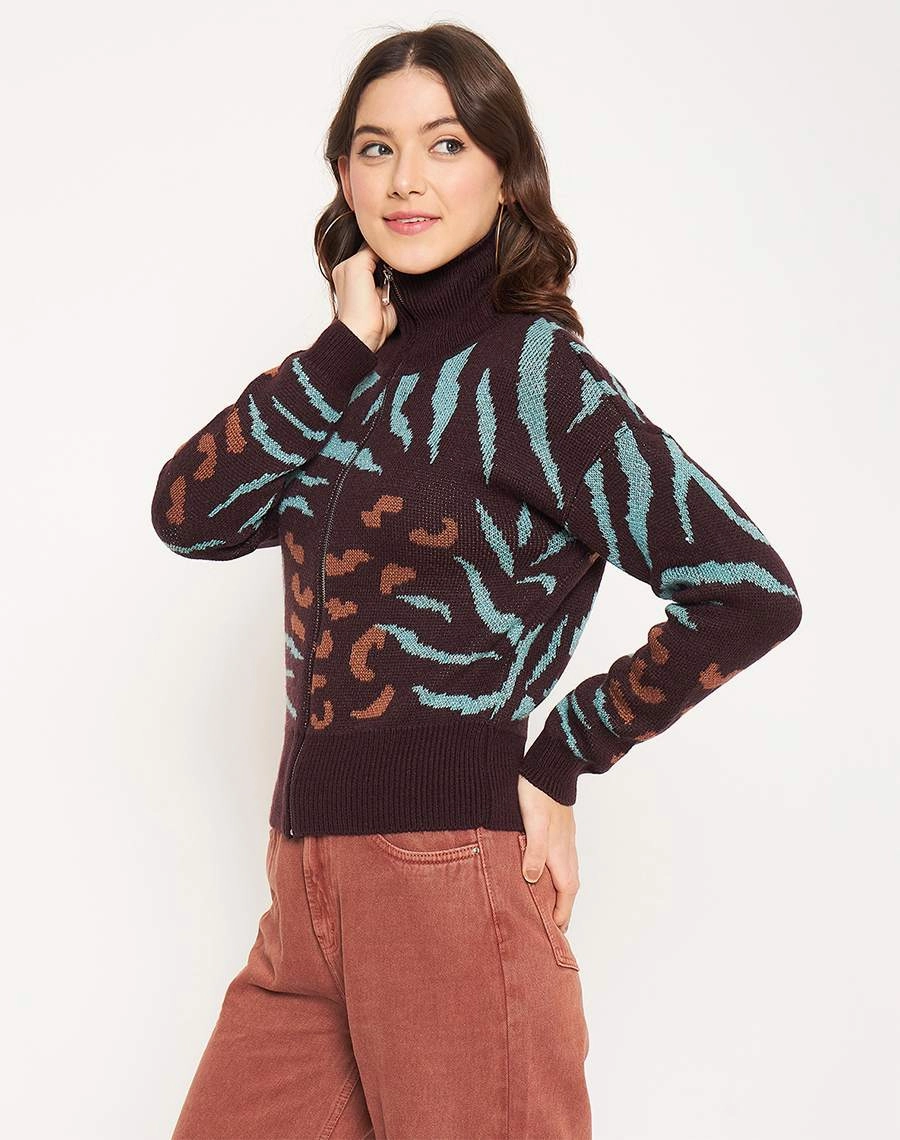 Low Maintenance Care Cozy Performance Madame Chocolate Printed Sweater