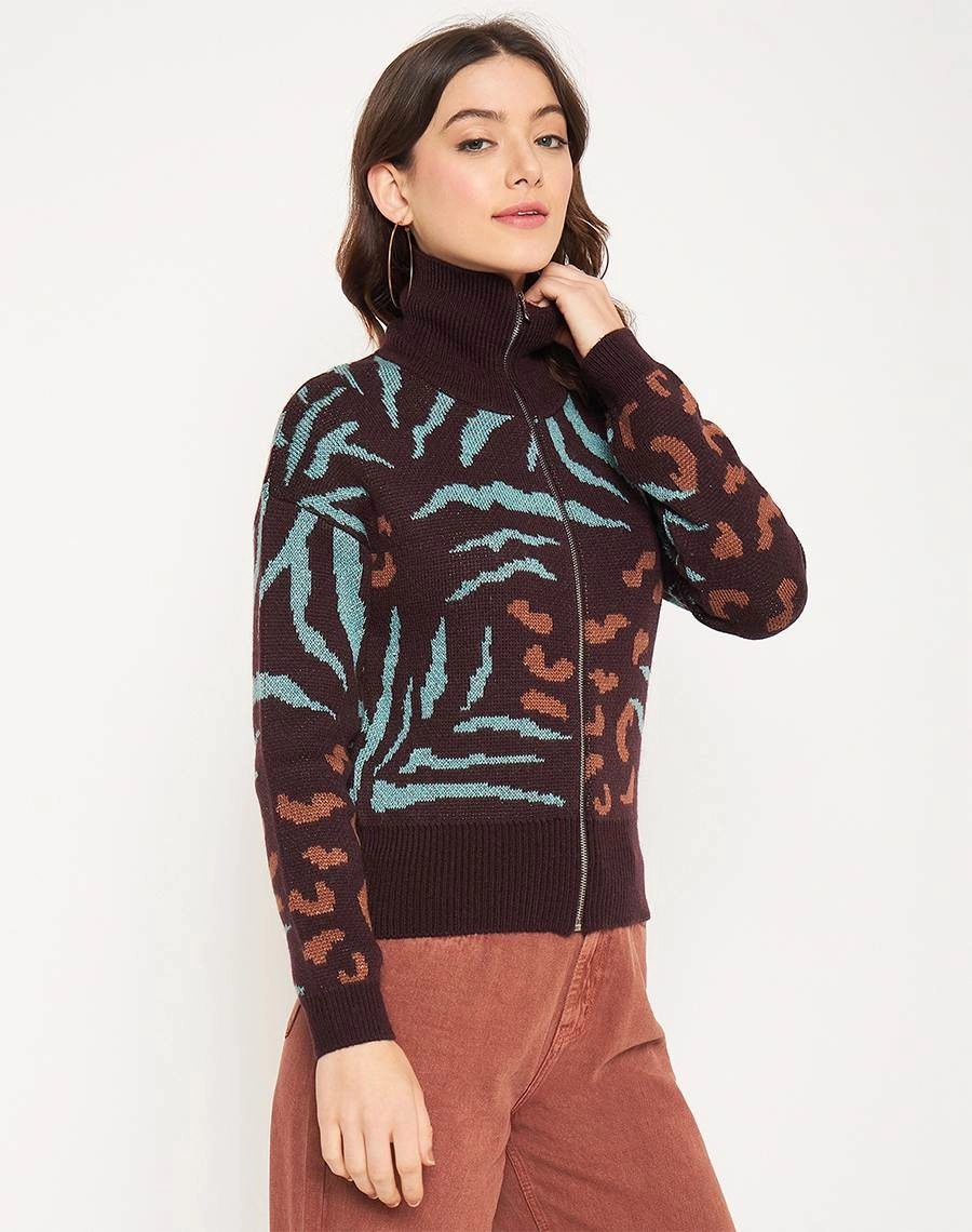 Madame Chocolate Printed Sweater Effortless Style