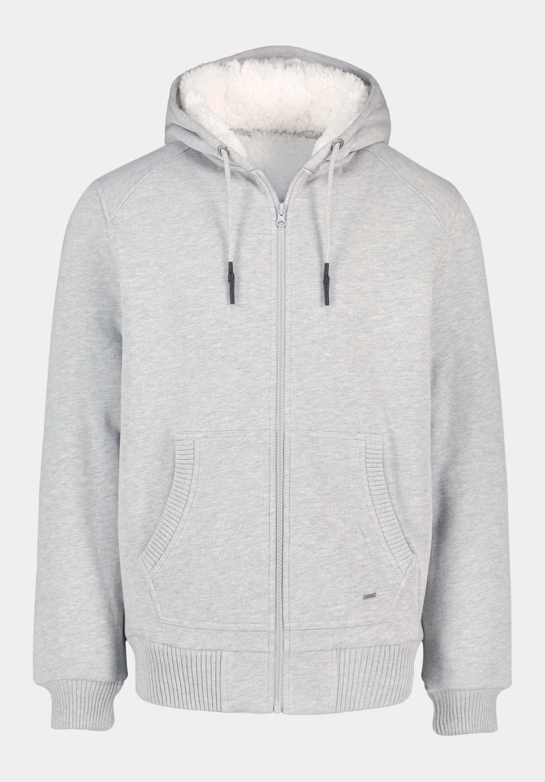 High Durability Fabric Fasox Men's Relaxed Full-Zip Hooded Jacket with Sherpa Lining, Heather Grey - BM24735