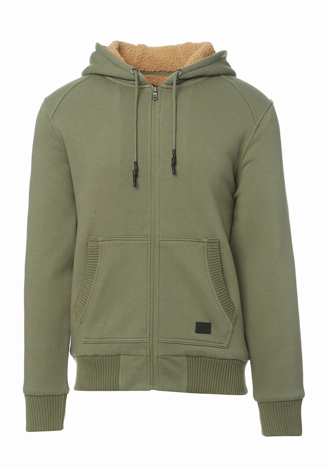 Fasox Men's Zip-Up Hooded Jacket with Sherpa Lining, Army green - BM24161 Flying fox like
