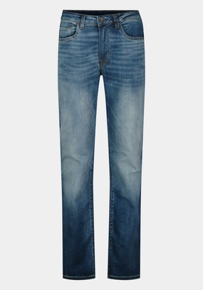 Smart Wardrobe Relaxed Straight Driven Men's Jeans in Sanded Blue - BM22641