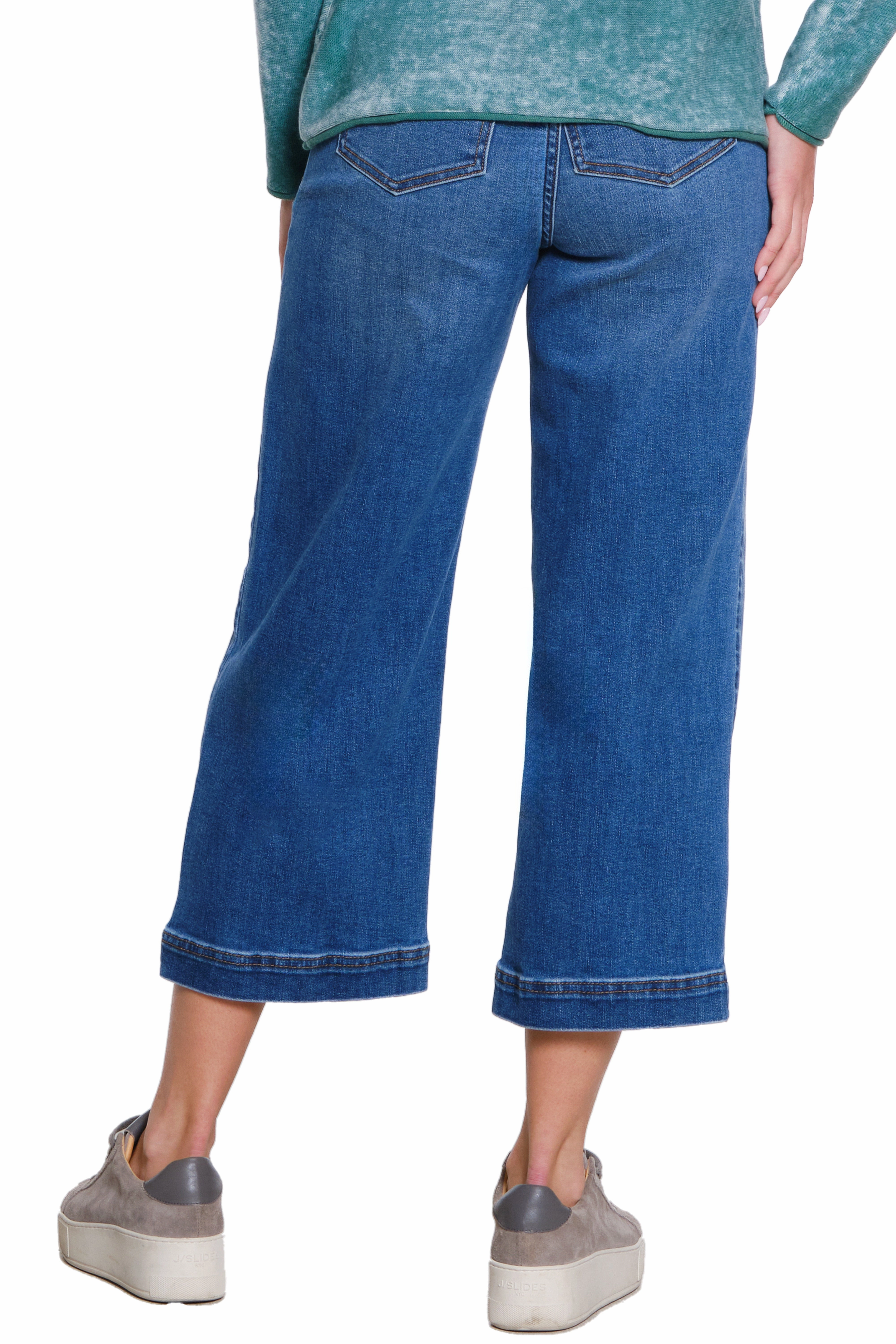 Front Seam Cropped Jeans - Dark Indigo Fresh casual Balanced Style