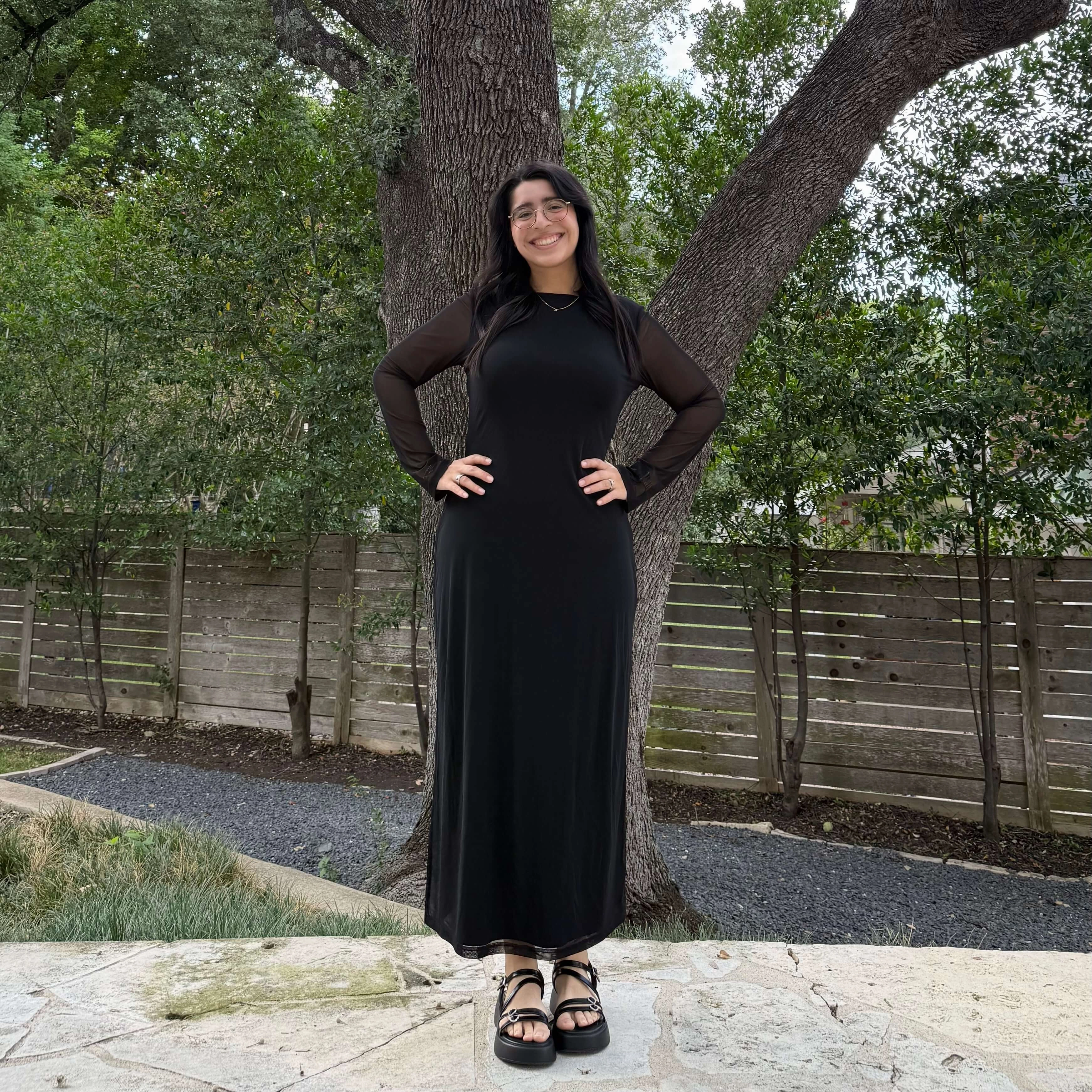 Casual event dress Long-Sleeve Flora Dress - Black *Clearance Sale*