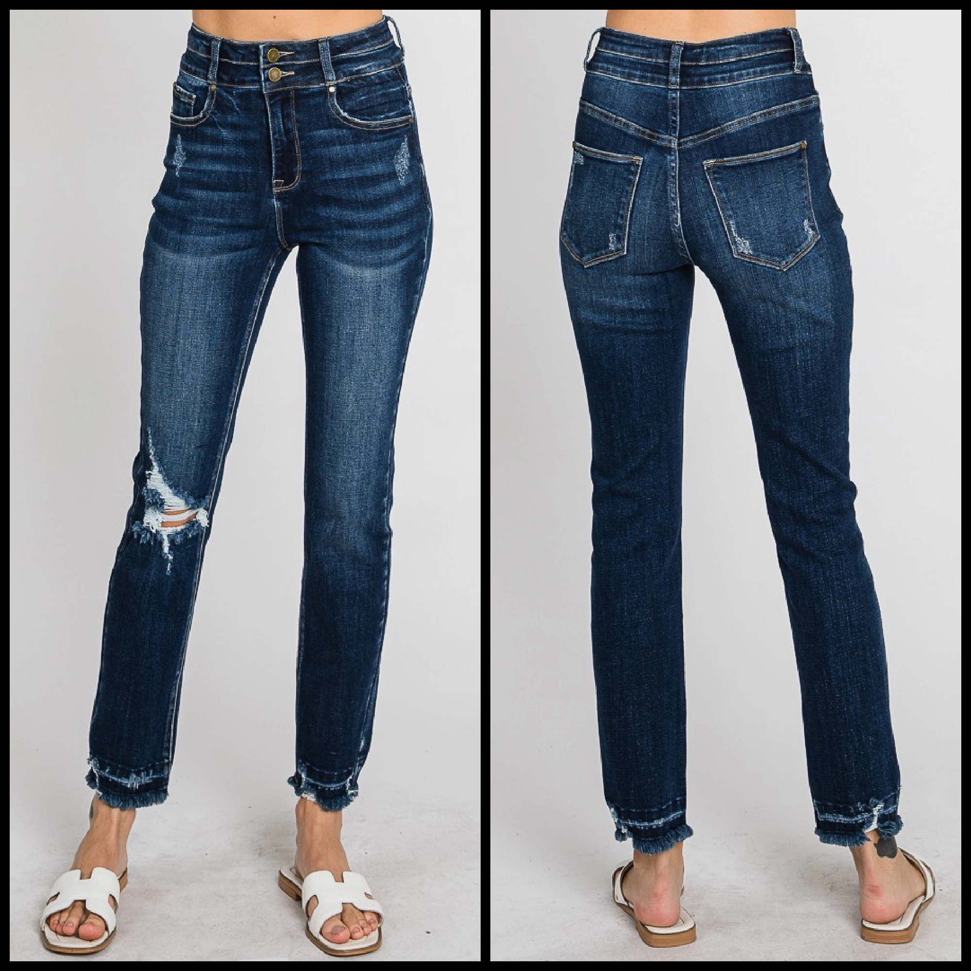 Destroyed Super High Rise Stretch Slim Straight Freedom Fit