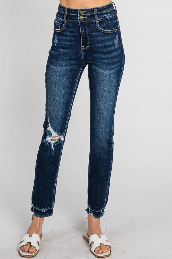 Street Inspired Move Easy Destroyed Super High Rise Stretch Slim Straight