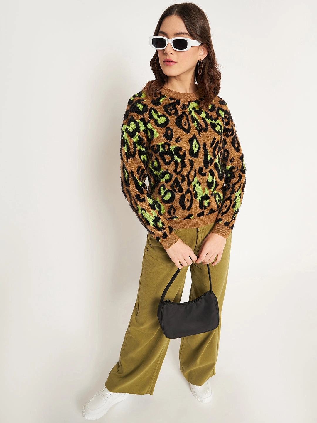 Madame Coffee Animal Printed Sweater Abrasion Resistant Seams Temperature Regulating Fabric