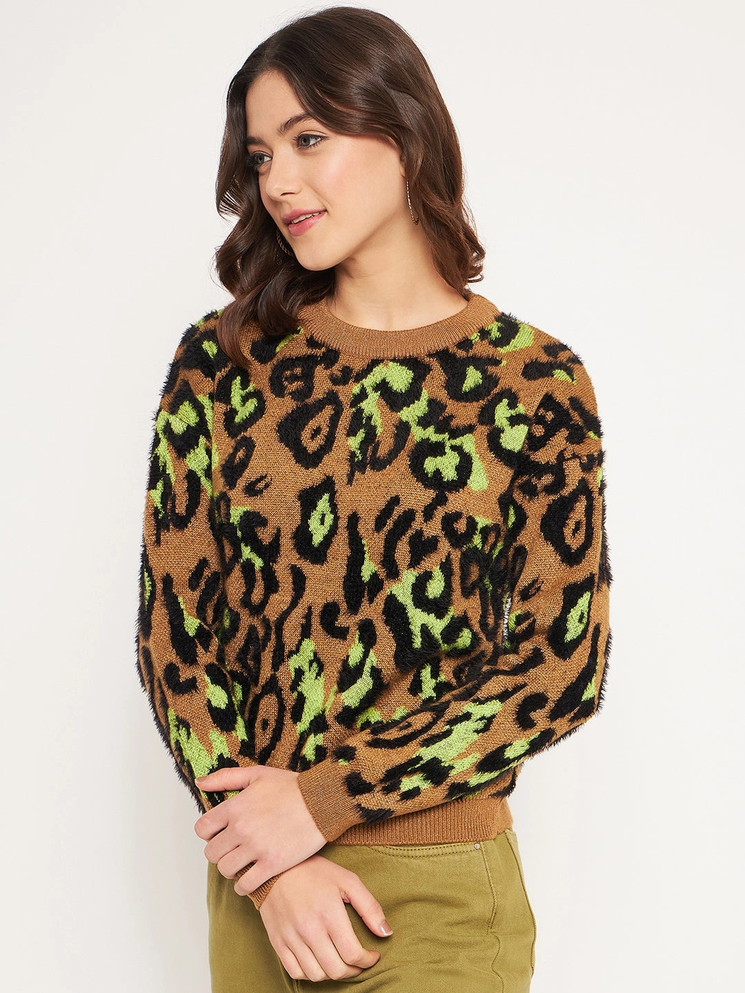 Madame Coffee Animal Printed Sweater Relaxed Look