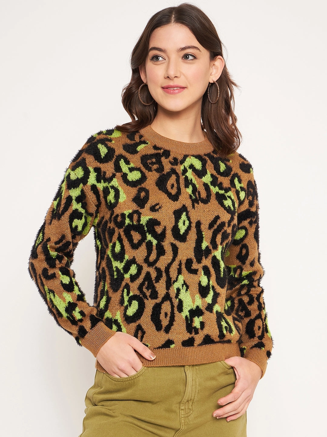 Everyday Comfort Wear Performance Comfort Madame Coffee Animal Printed Sweater