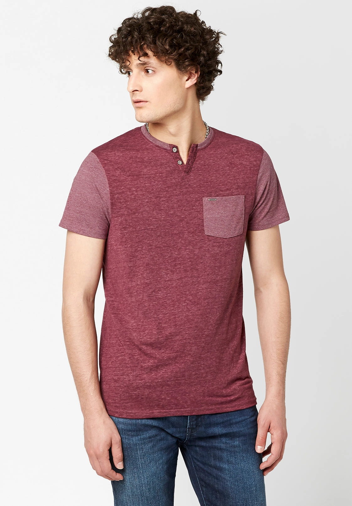 Kaddy Men's T-Shirt with Tonal Trim in Violet - BM23555 BoxyCrop NonToxic Certification