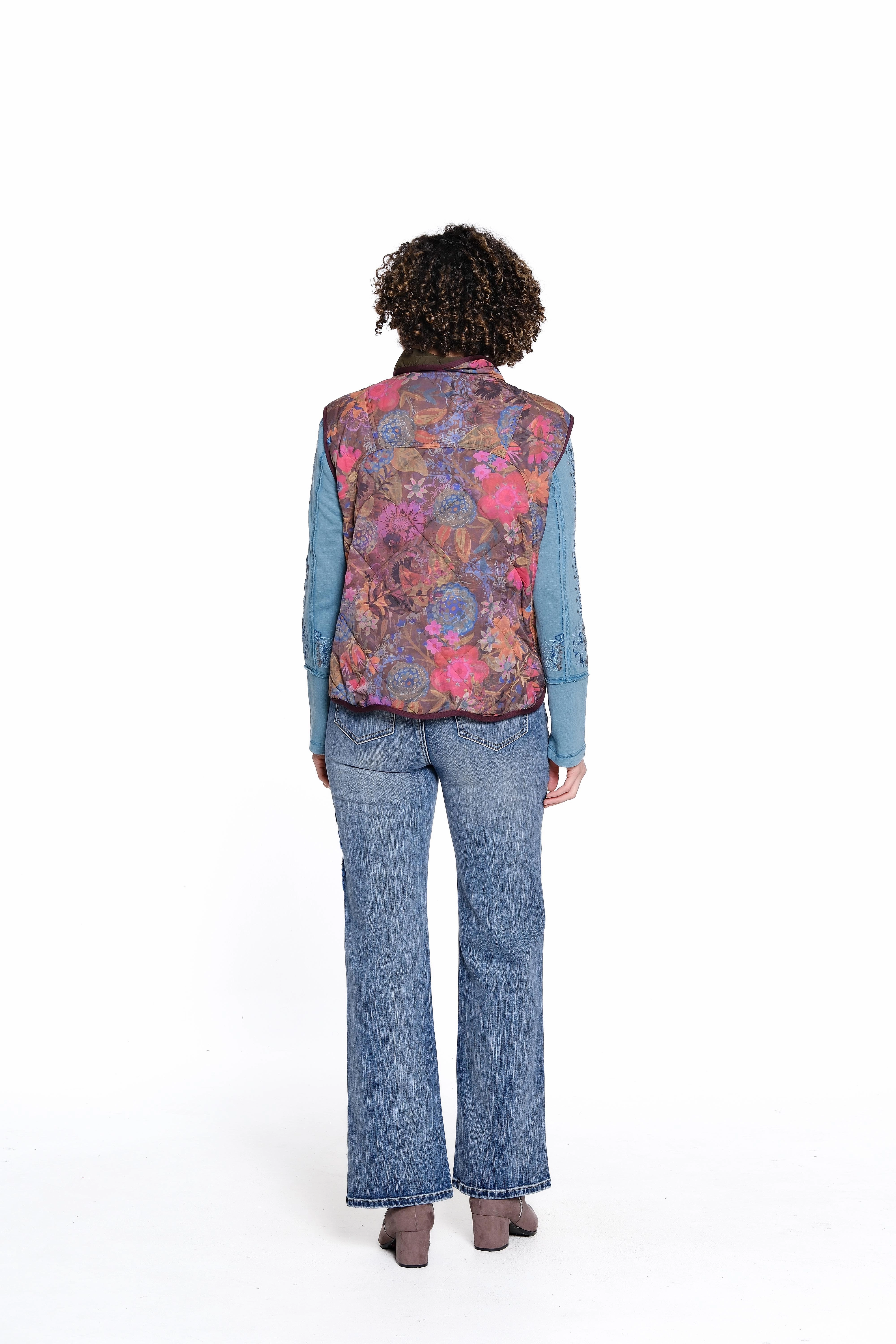 Floral Quilted Vest - Multi Chic Tee