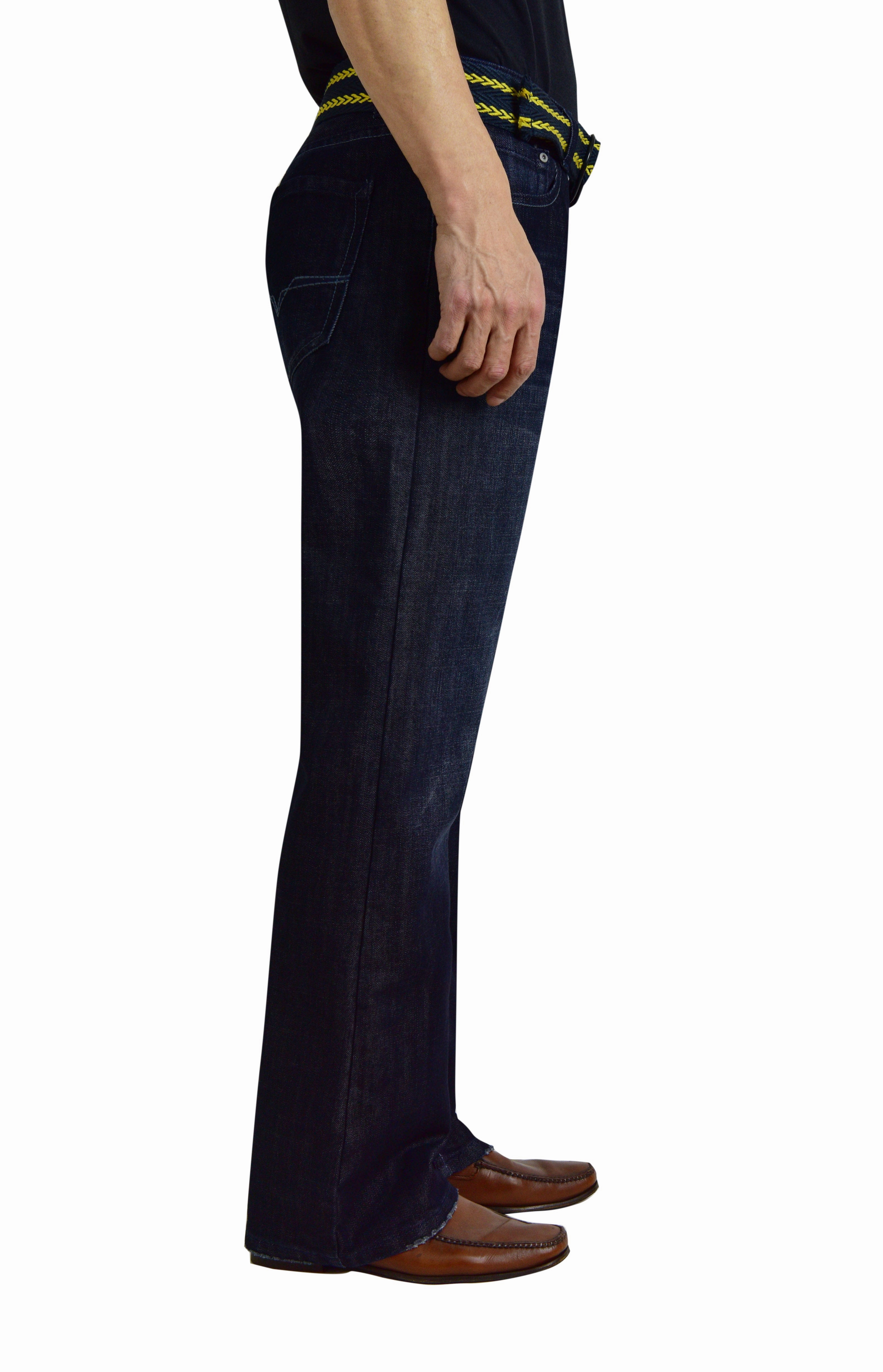 Flypaper Men's Belted Dark Wash Jeans Bootcut Regular Fit Neutral Casual Streetwear Fan Simple Utility