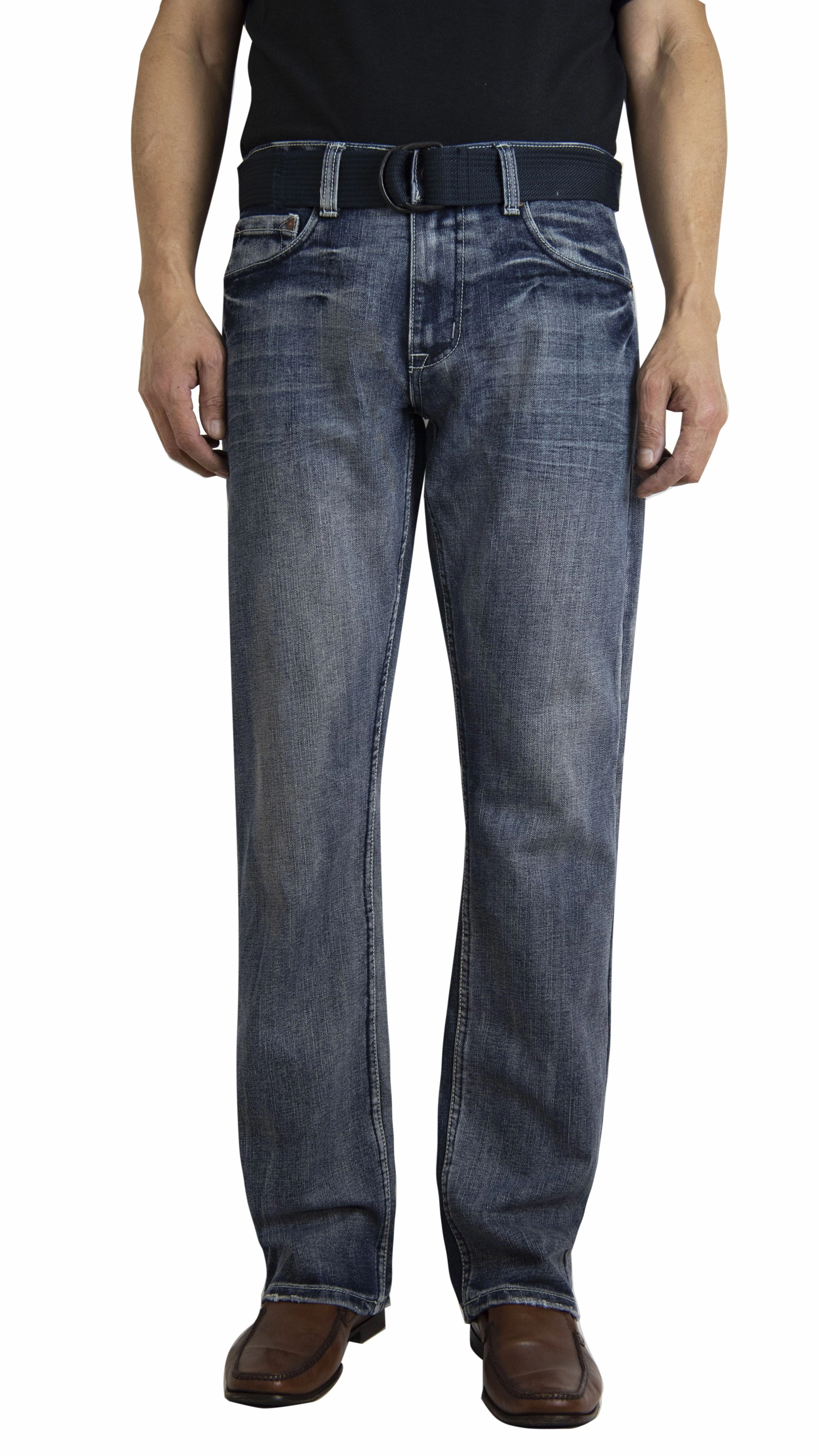 Flypaper Mens Straight Leg Regular FIT Fashion Jeans with Belt Light Blue All Fit Design Everyday Piece