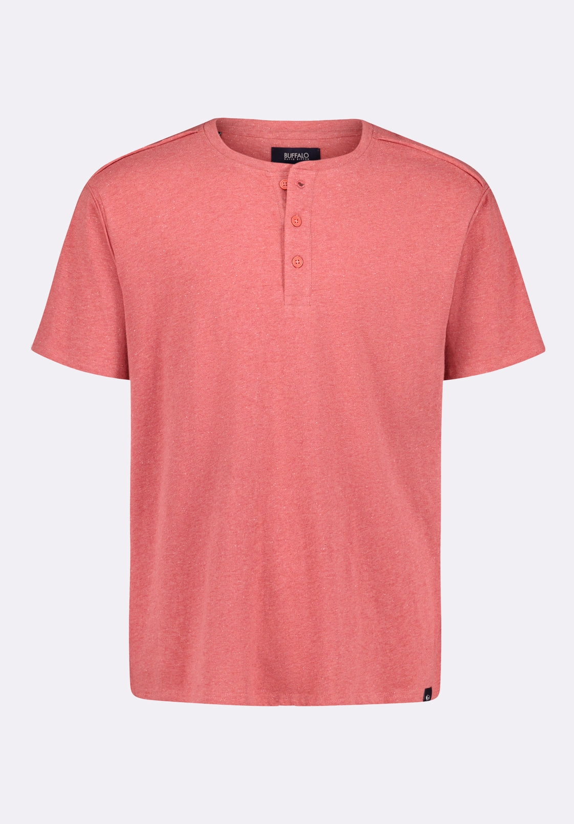 Hidden Storage Pockets Contrast Stitching Kitfom Men's Short-Sleeve Speckle Jersey Henley T-Shirt, Baked Apple Red - BM24548