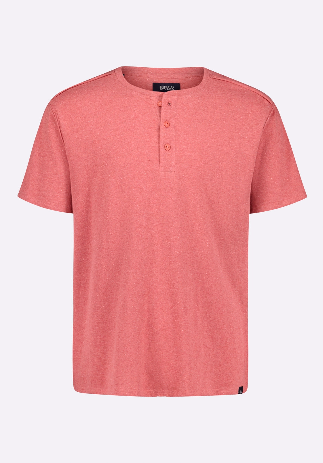 MeshPanel OdorResistant Fabric Kitfom Men's Short-Sleeve Speckle Jersey Henley T-Shirt, Baked Apple Red - BM24548