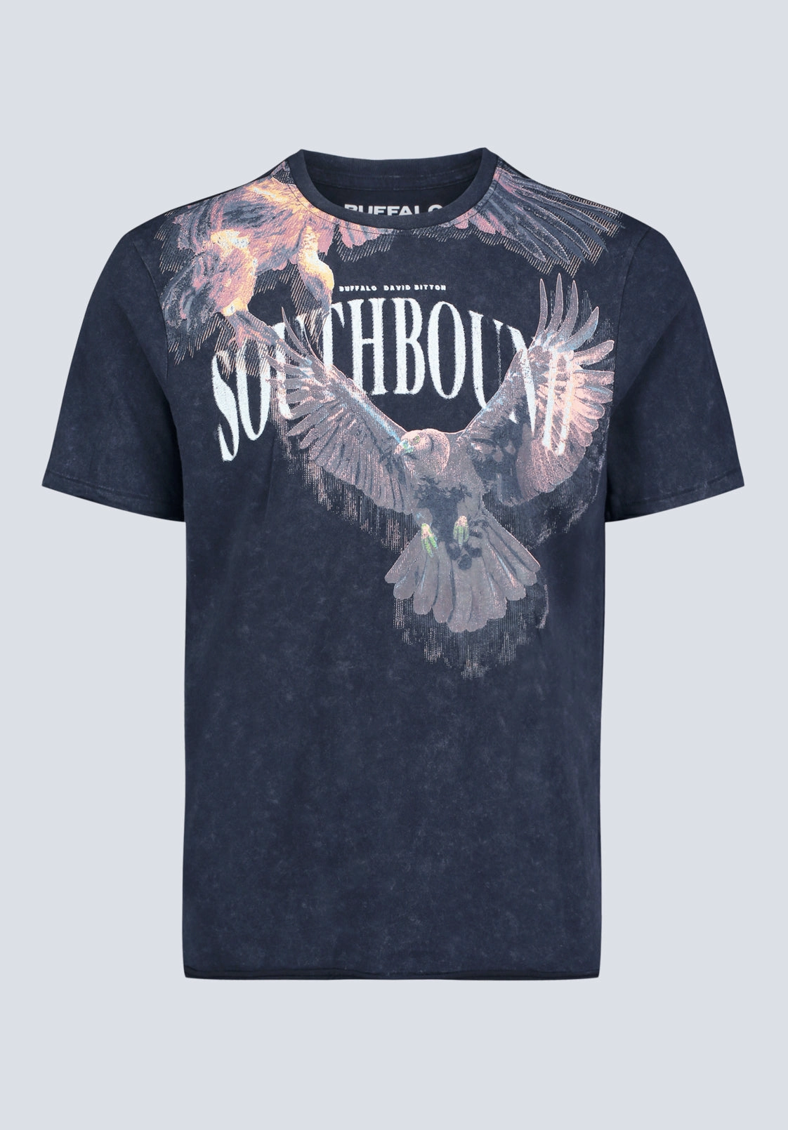 Layered Look Four Way Stretch Fabric Tizro Men's Short-Sleeve Graphic T-Shirt, Black - BM24476