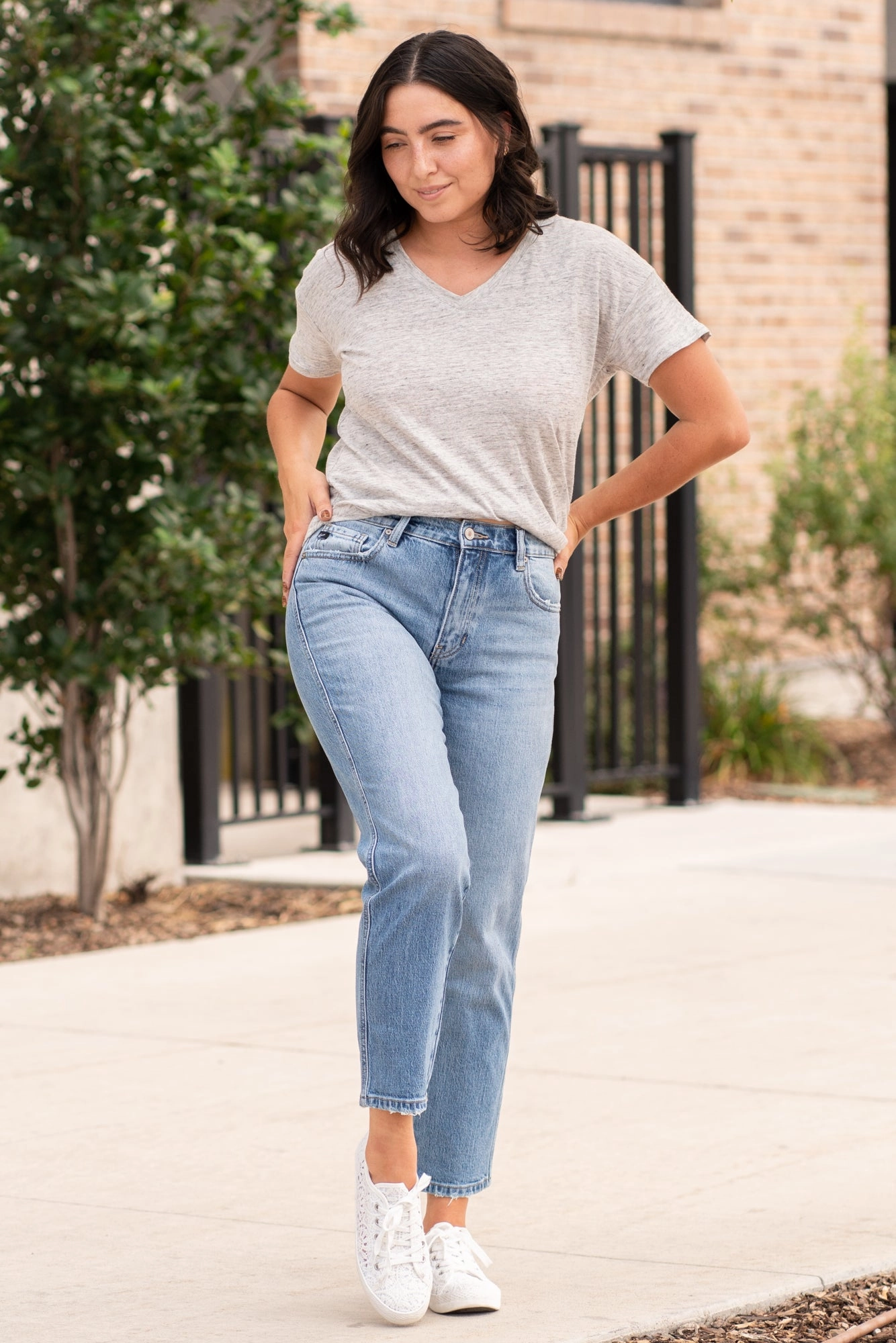 Earthy Modern Minimalist Office Wear Travel Outfit Student Outfit Lightweight Fort Collins High Rise Slouch Straight