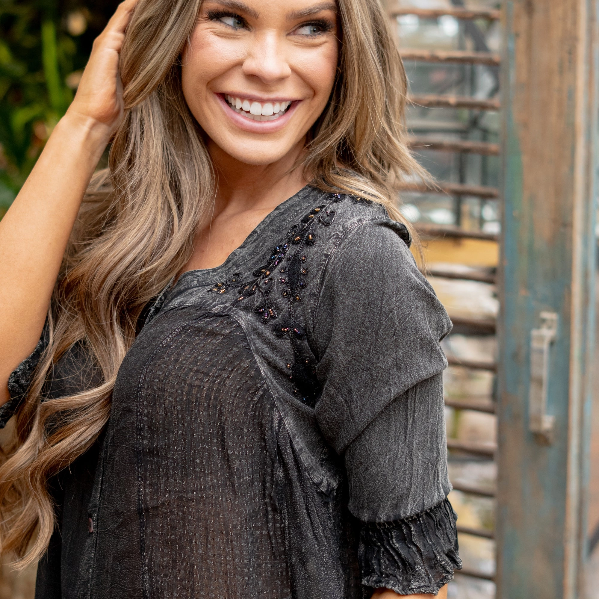 Freespirited Western Embellish Top Everyday Wear Multi Pocket Utility