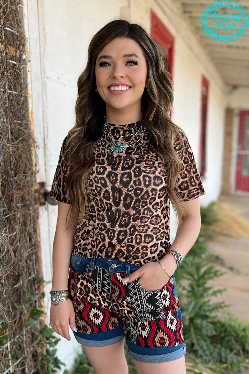 Minimal Vibe Temperature Regulating Sterling Kreek Leopard Patched Up Shorts-Long*