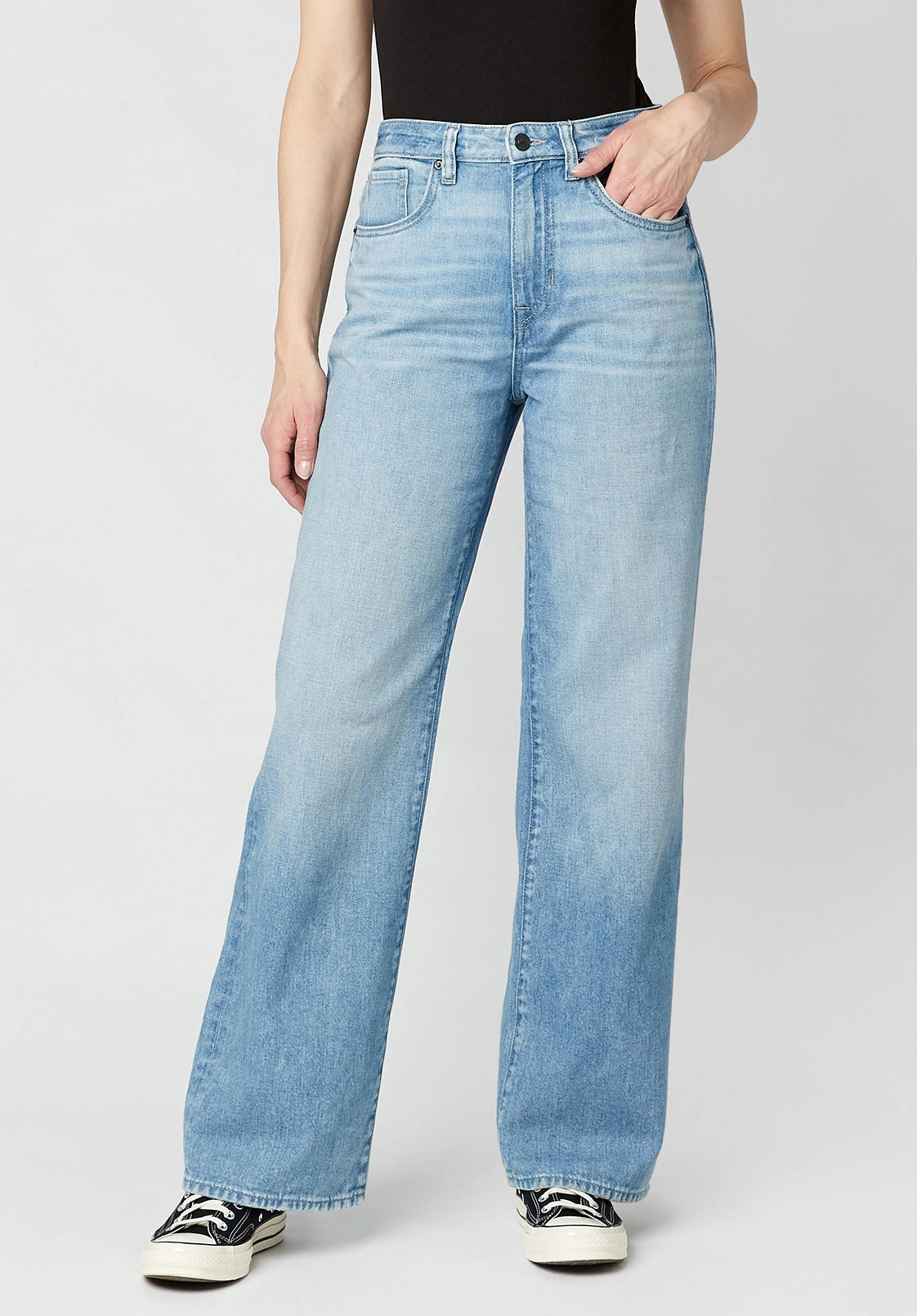 Plain Comfort High Rise Wide Leg Addie Women's Jeans, Medium Blue - BL15793