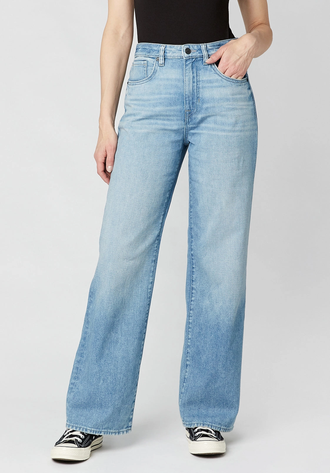 High Rise Wide Leg Addie Women's Jeans, Medium Blue - BL15793 Travel Outfit Casual Stretch Neutral Outfit Piece