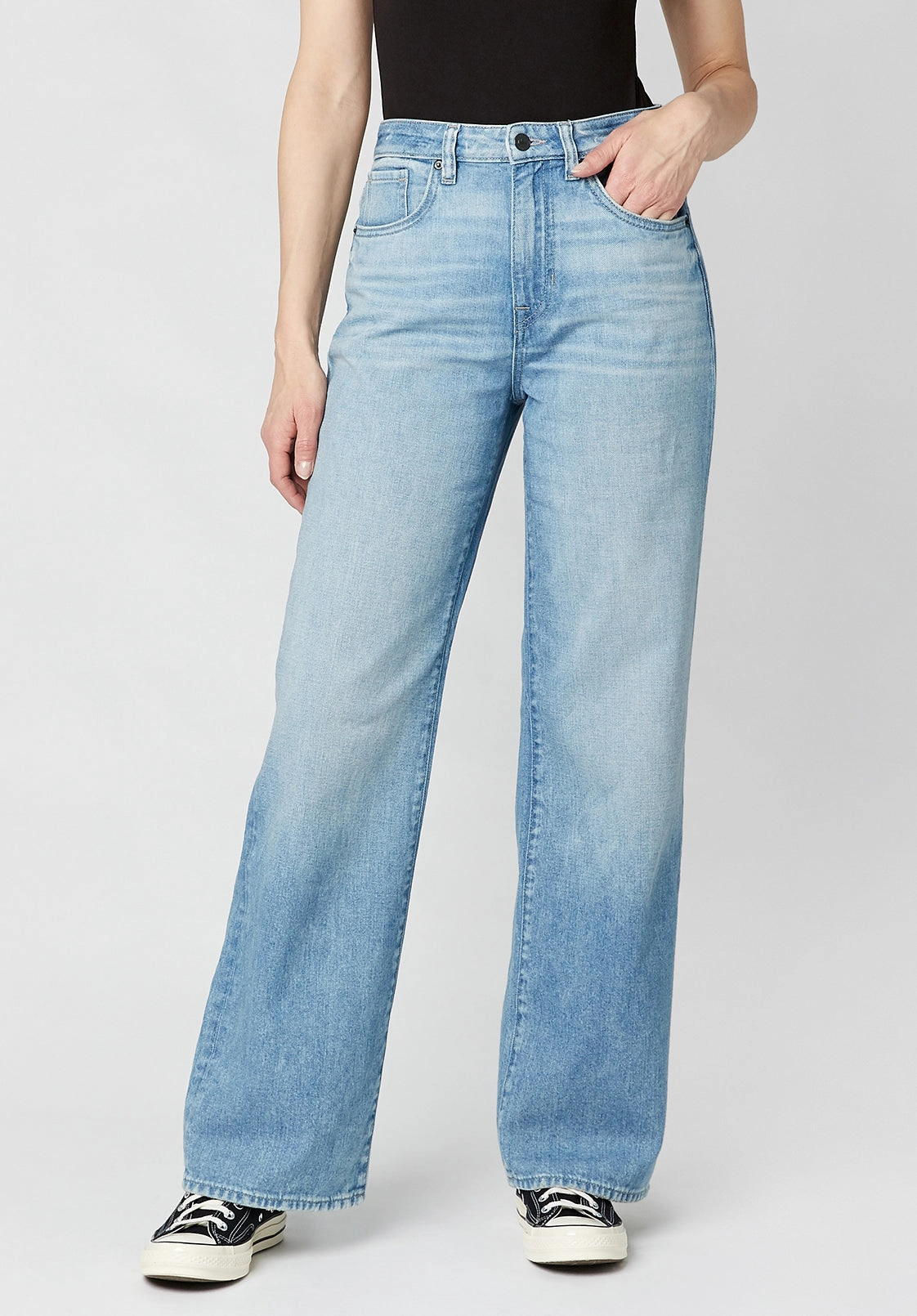 Modern Earthy Modern Weekend Style High Rise Wide Leg Addie Women's Jeans, Medium Blue - BL15793