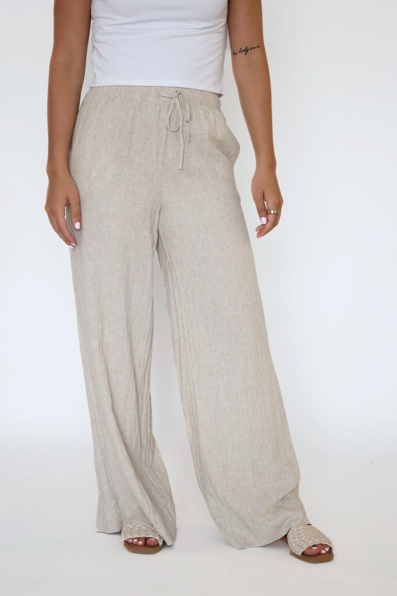 Henri Linen Pant - Flax Low Profile Fasteners