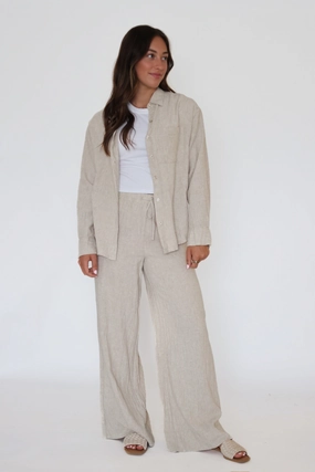 Henri Linen Pant - Flax Non Restrictive Fit