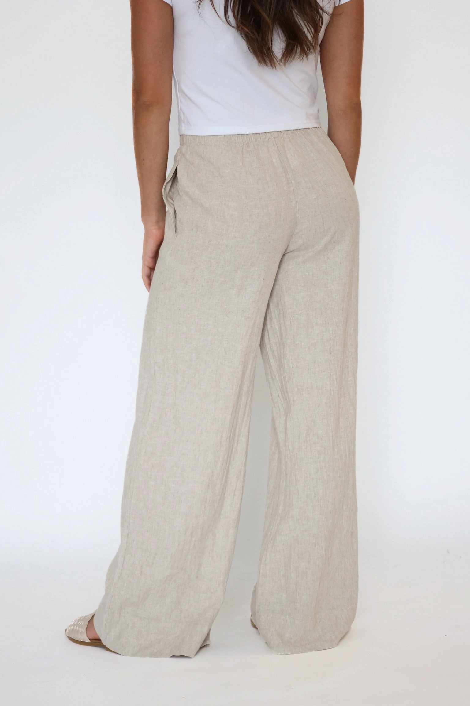 Side slits Distressed finish Henri Linen Pant - Flax