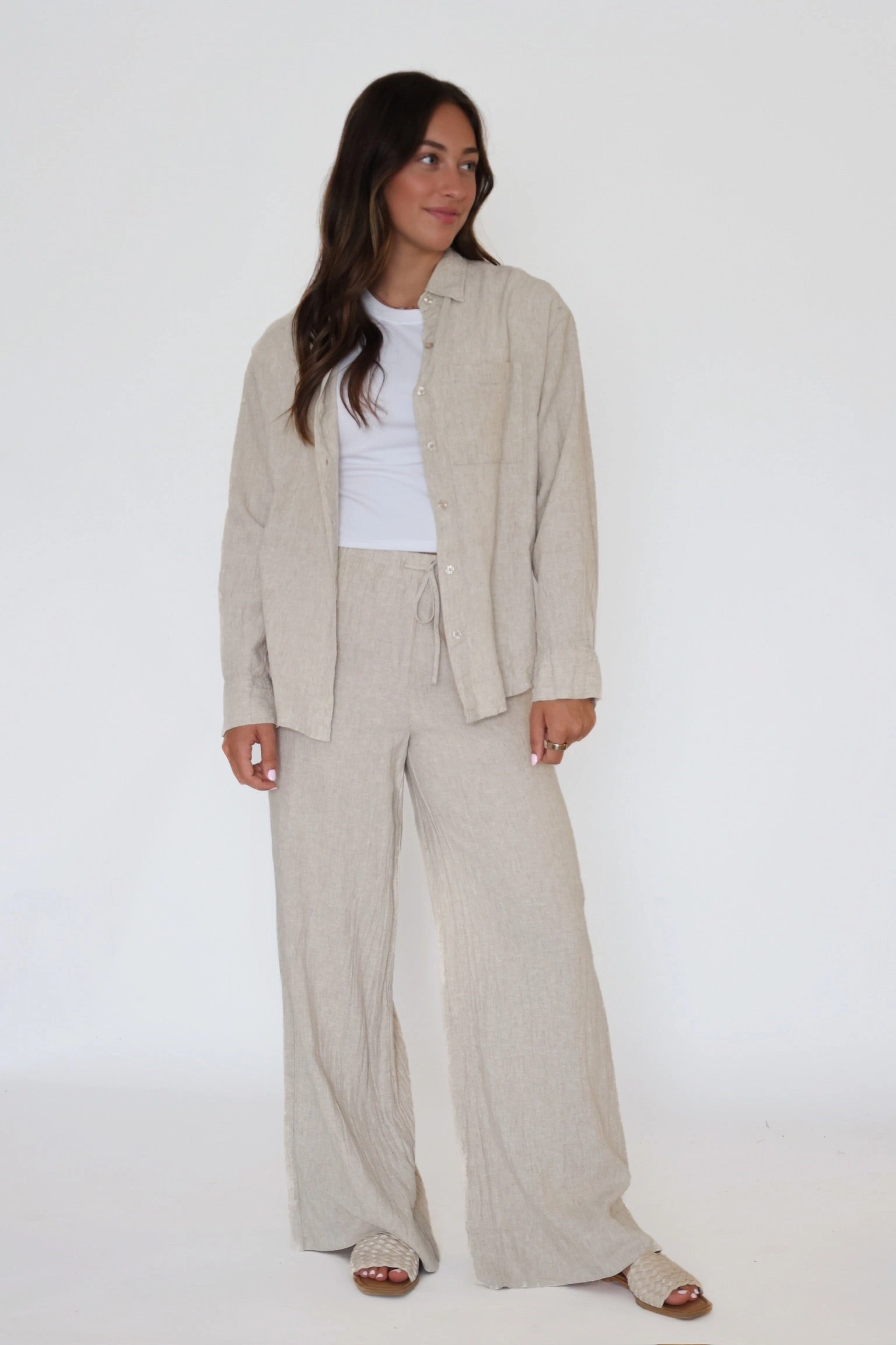 Henri Linen Pant - Flax Non Restrictive Fit