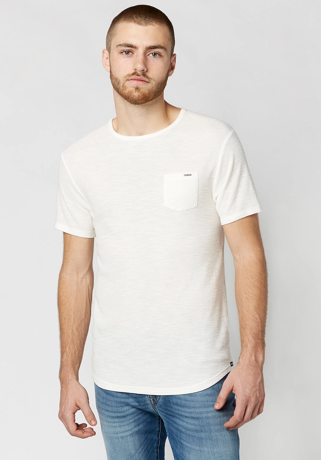 Kisory Waffle Men's T-Shirt in Off-white - BM23481 Quick-Dry