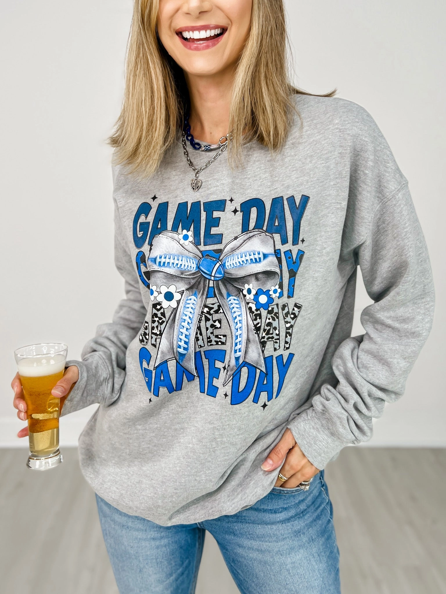 StainResistantFinish TonalStitching Game Day Bow and Football Custom Graphics