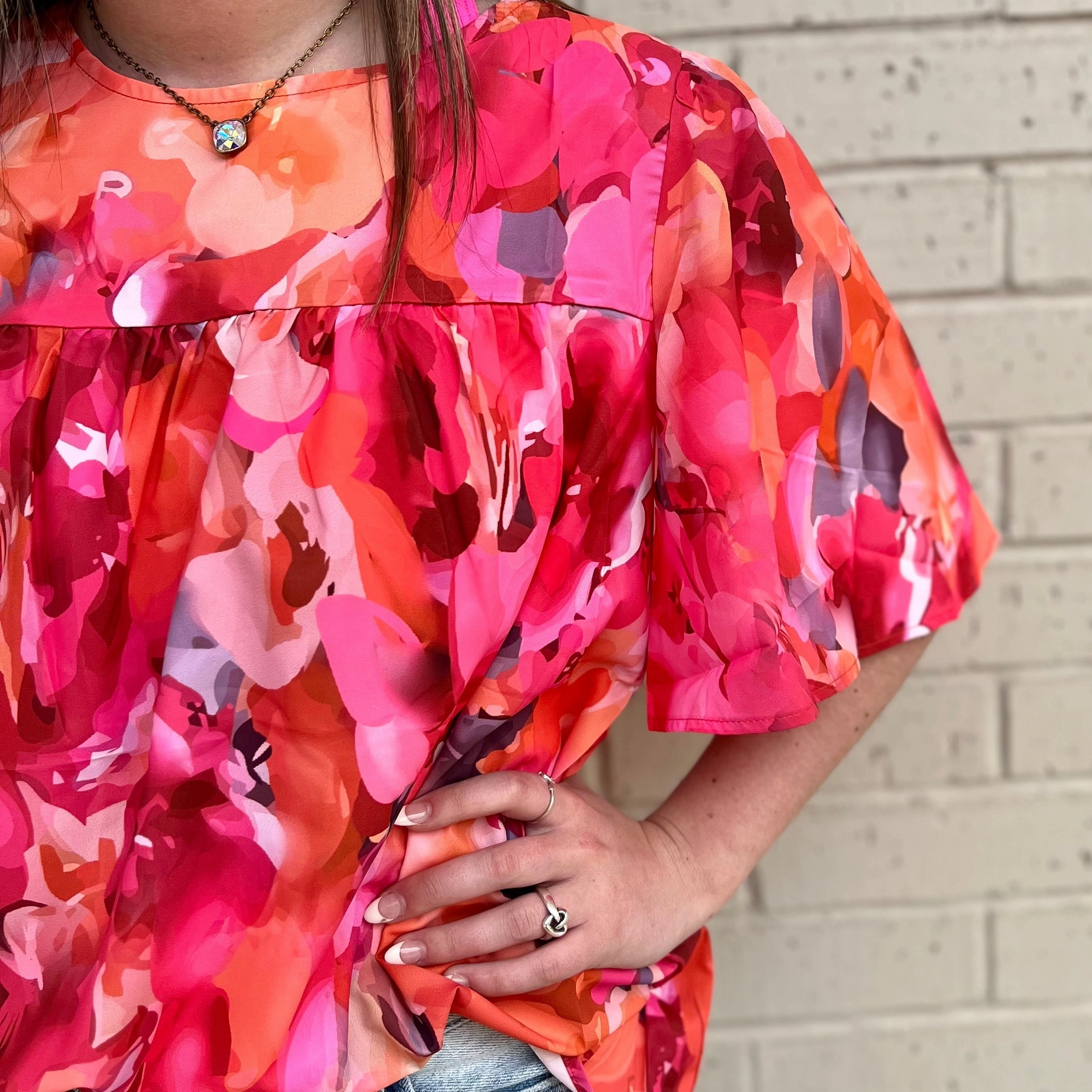 LatticeKnit StaticResistant Material Garden Rich Blouse*