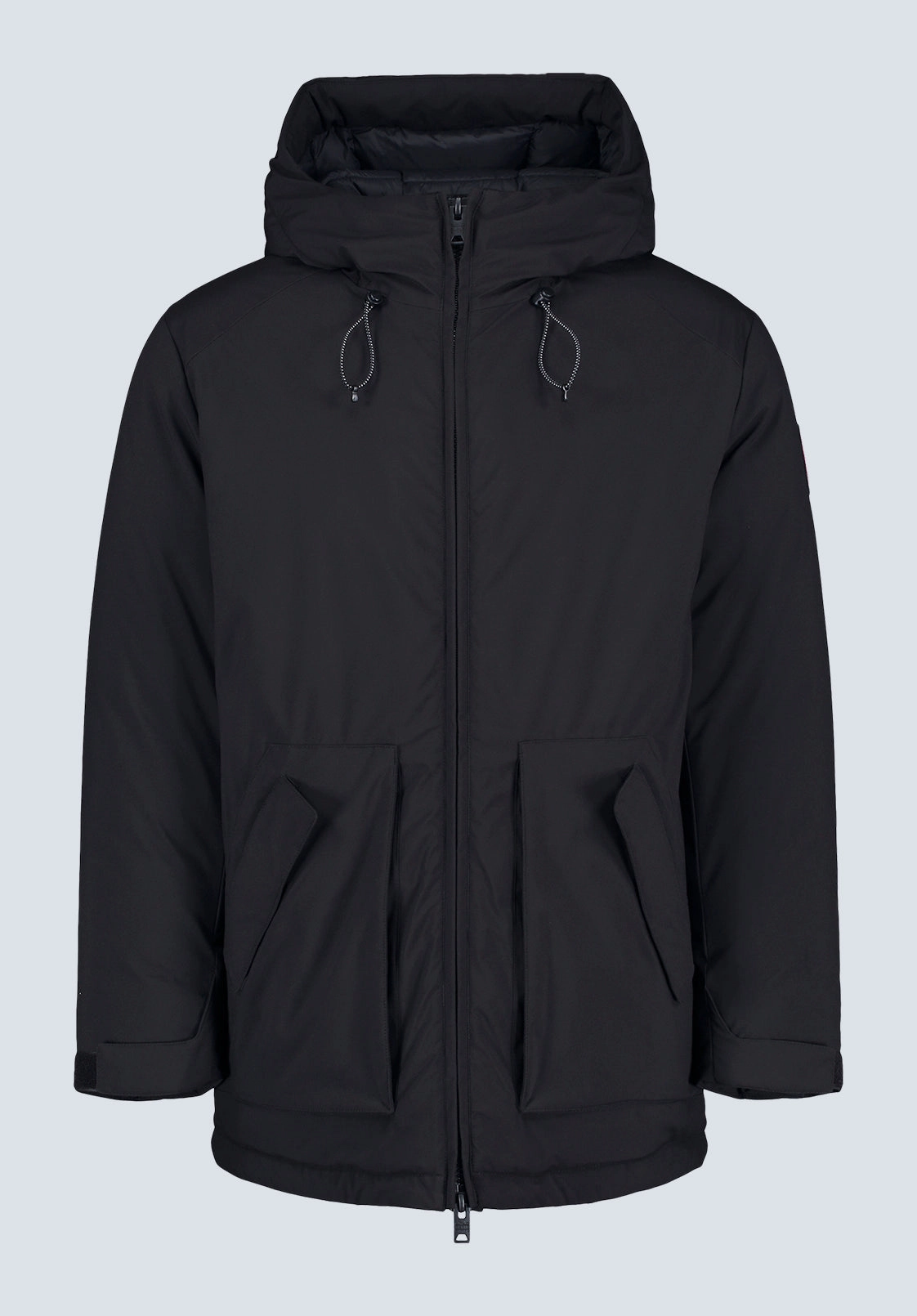 Gavin Men??s Mid-length Two-way Zip-up Classic Parka, Black - OBMFP001 Thermal Lined