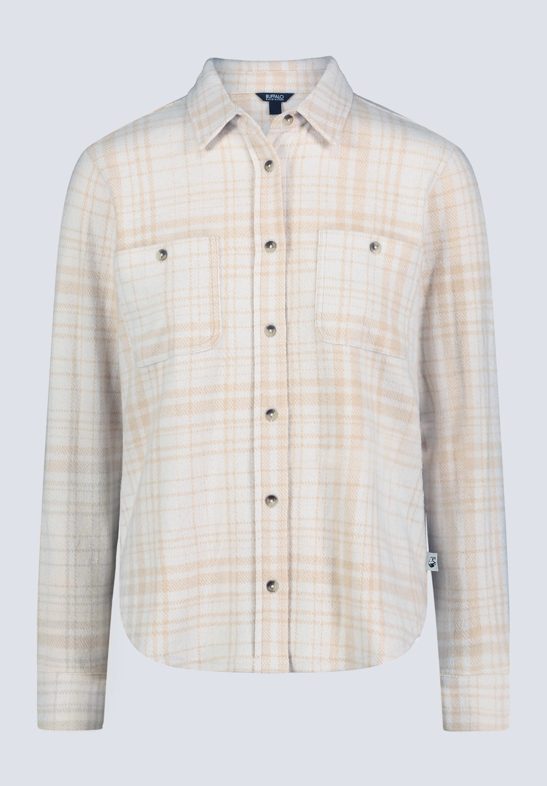 networking event Winter Fashion Georgie Women's Long-Sleeved Plaid Shirt, Biscotti Beige - KT0124F