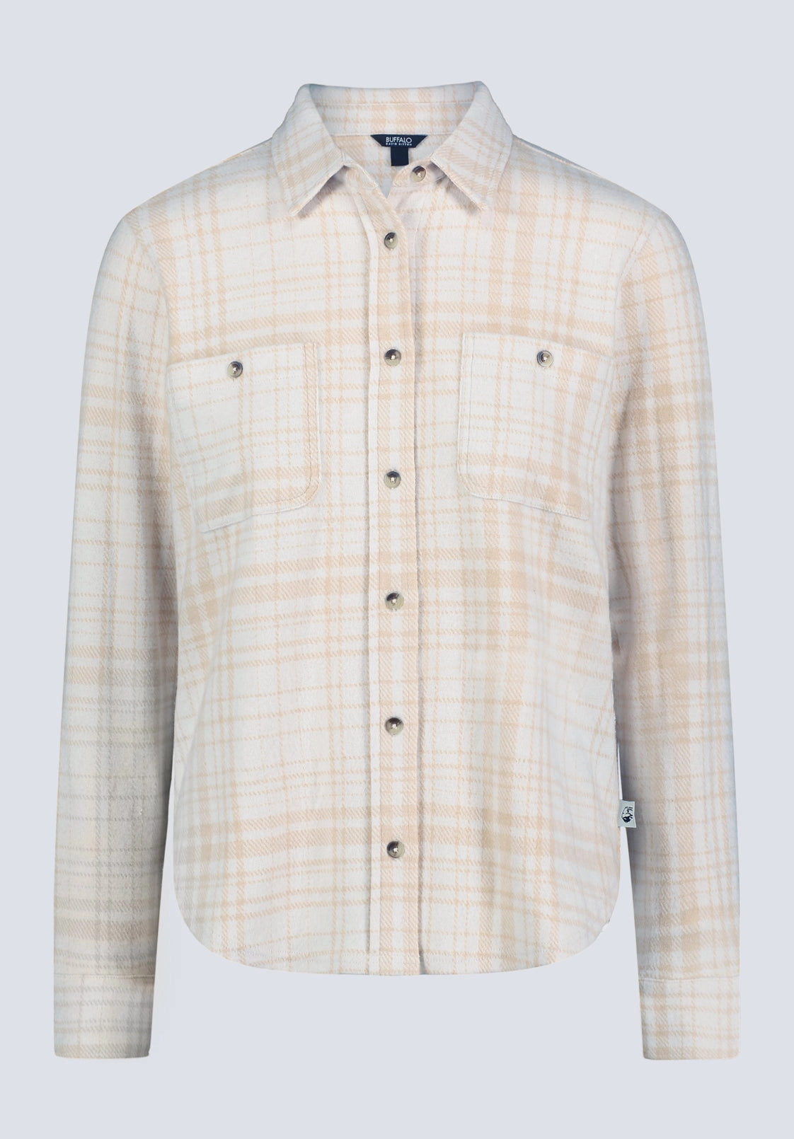 Trendy designs Sporty Look Georgie Women's Long-Sleeved Plaid Shirt, Biscotti Beige - KT0124F