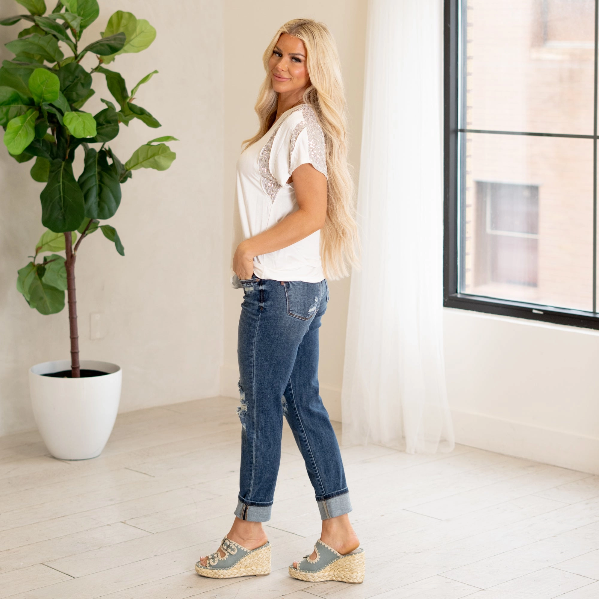 Anti Pilling Finish Glamour V Neck Top