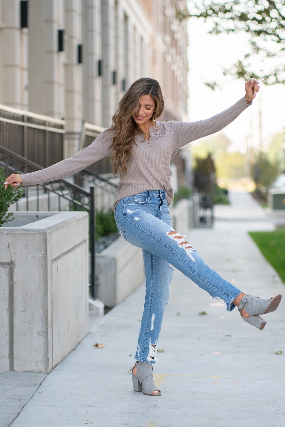 Goodbye High Rise Mom Ripped Straight Flawless Design High Quality Classic Wear Earthy