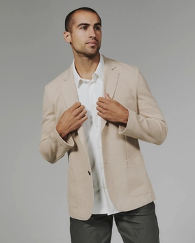 Grayson Blazer | Sand Stripe Look Flatlock stitching
