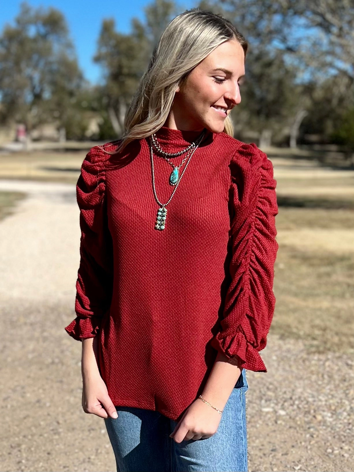 All Ruched Up Top- 2 Colors * Stain Repellent Coating anti static coating