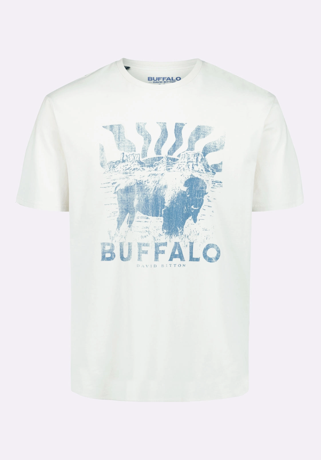 Tear Resistant Weave Tison Men's Graphic T-Shirt with Buffalo Print, Milk - BM24645